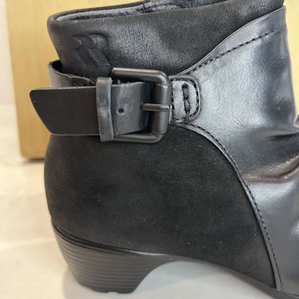 Romika NEW Womens EU36 US‎ 5-5.5 Banja Black Leather Ruched Ankle Boots Comfort